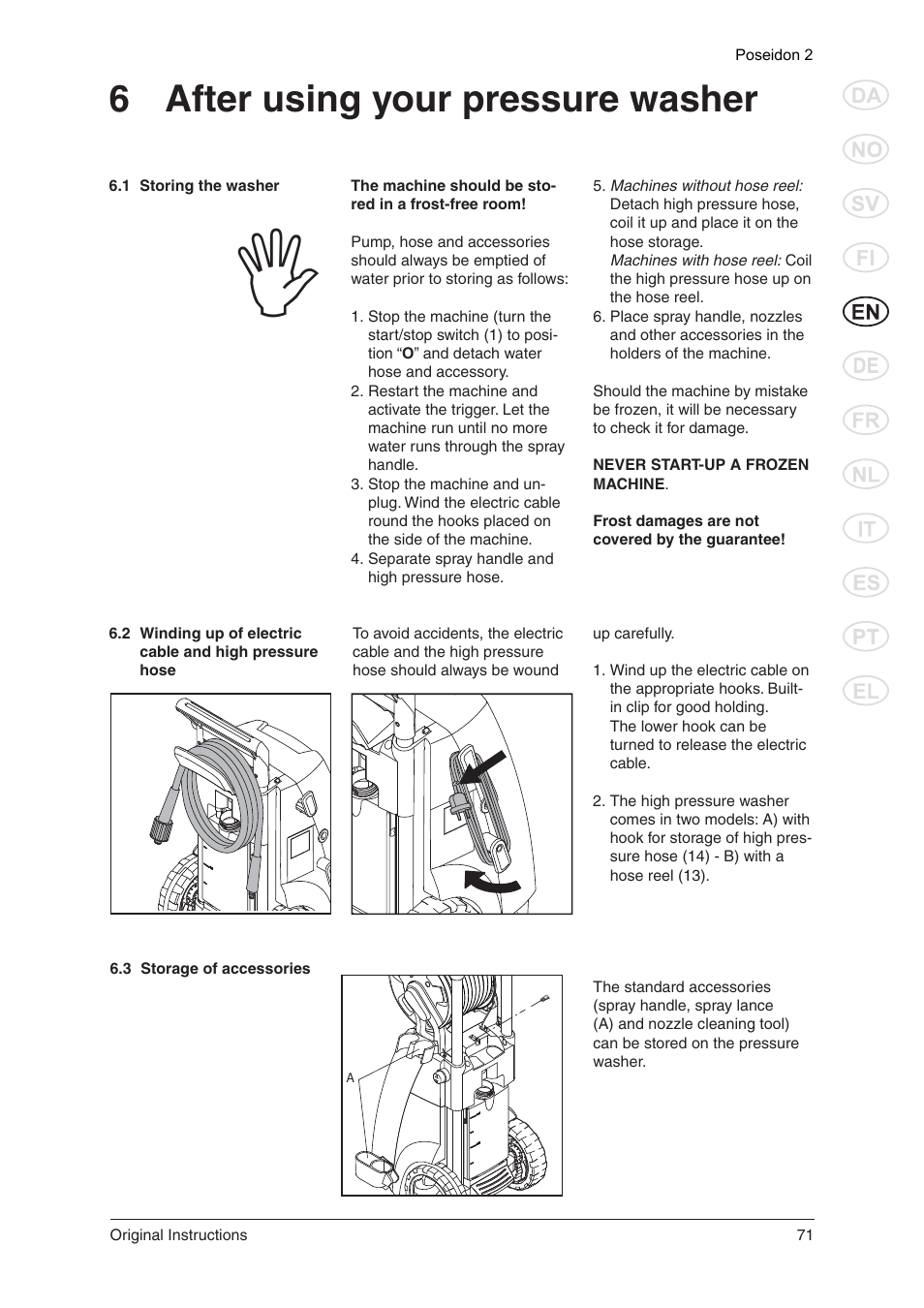 6 after using your pressure washer | Nilfisk-ALTO POSEIDON 2 User Manual | Page 12 / 18