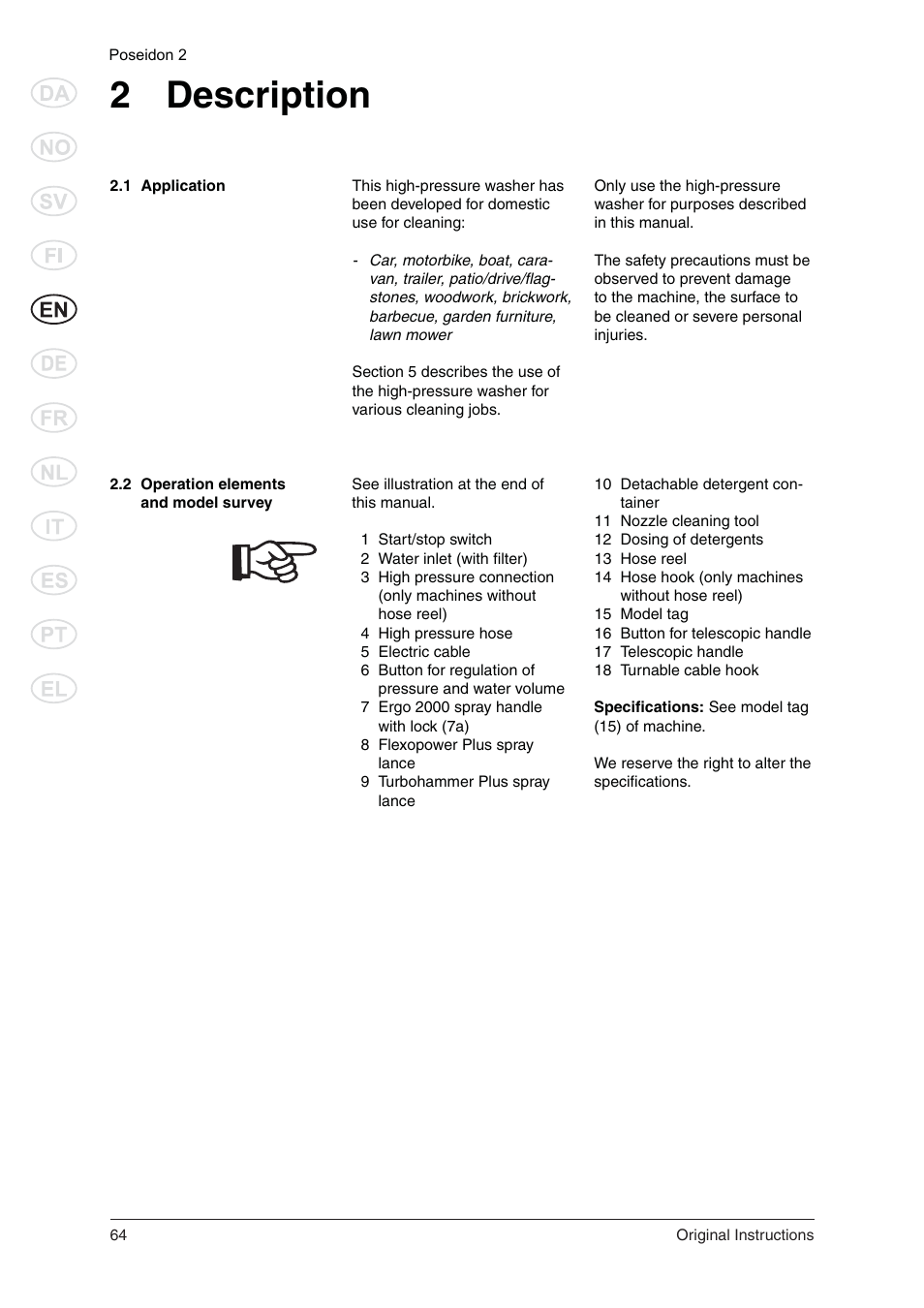 2 description | Nilfisk-ALTO POSEIDON 2 User Manual | Page 5 / 18