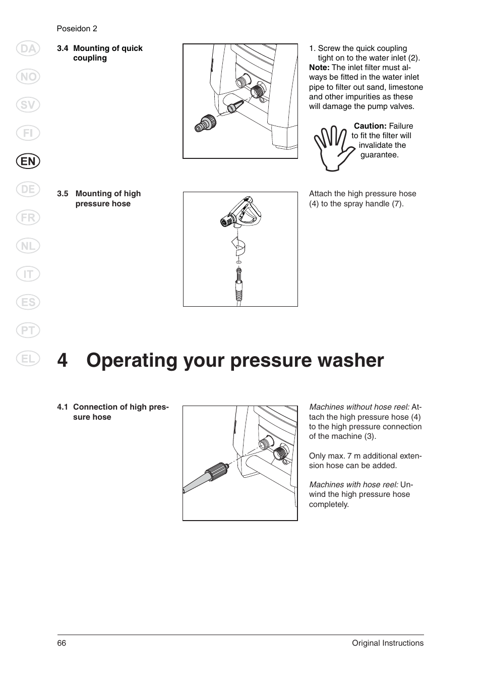 4 operating your pressure washer | Nilfisk-ALTO POSEIDON 2 User Manual | Page 7 / 18