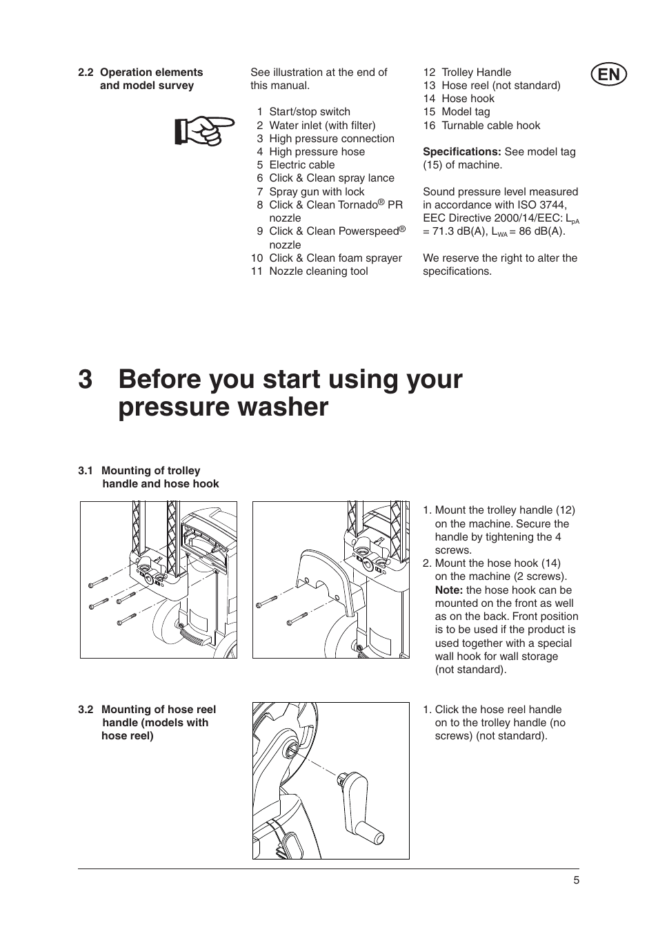 3 before you start using your pressure washer | Nilfisk-ALTO C 120.4 User Manual | Page 4 / 18