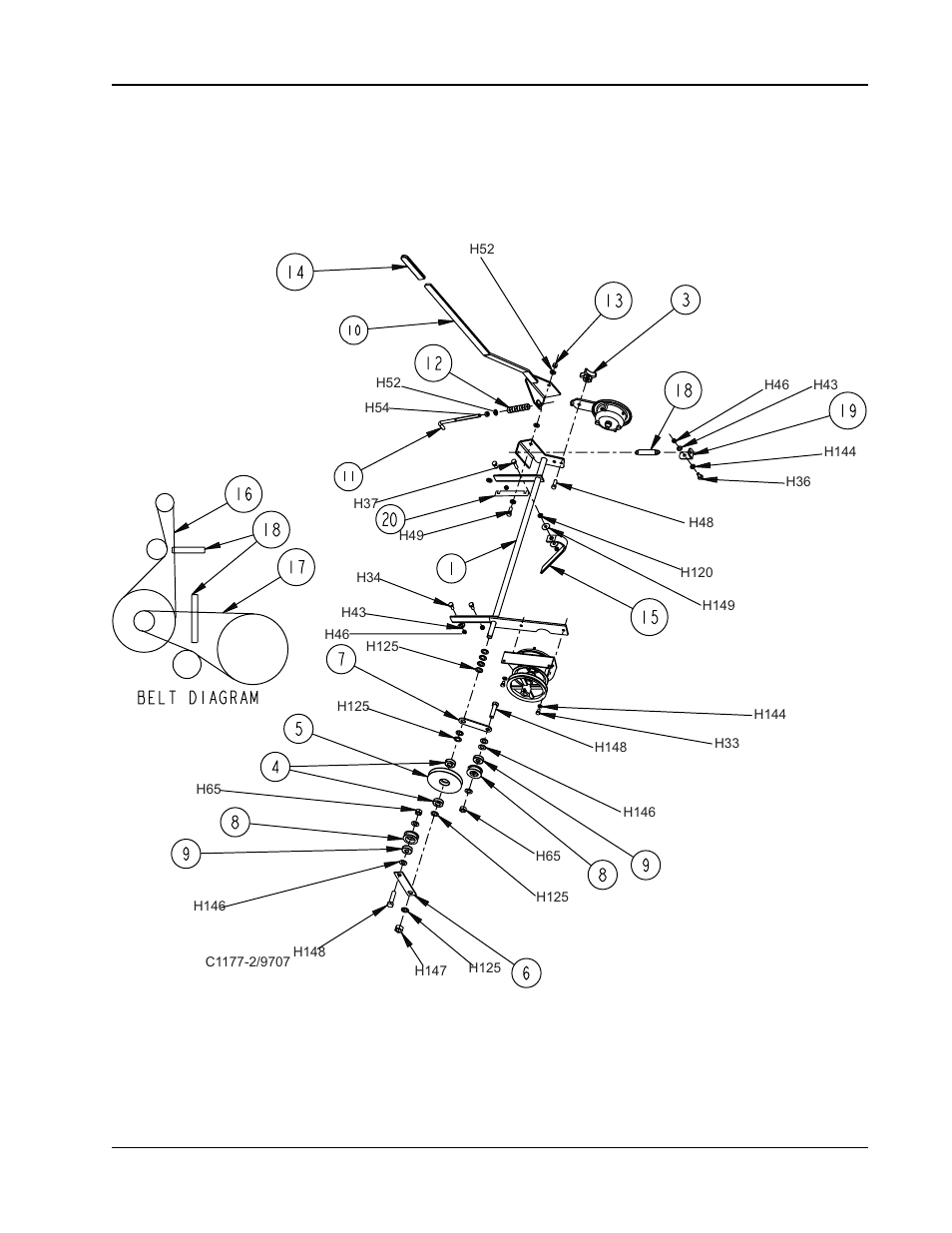 Main broom - exploded view | Nilfisk-ALTO 91WS User Manual | Page 58 / 100