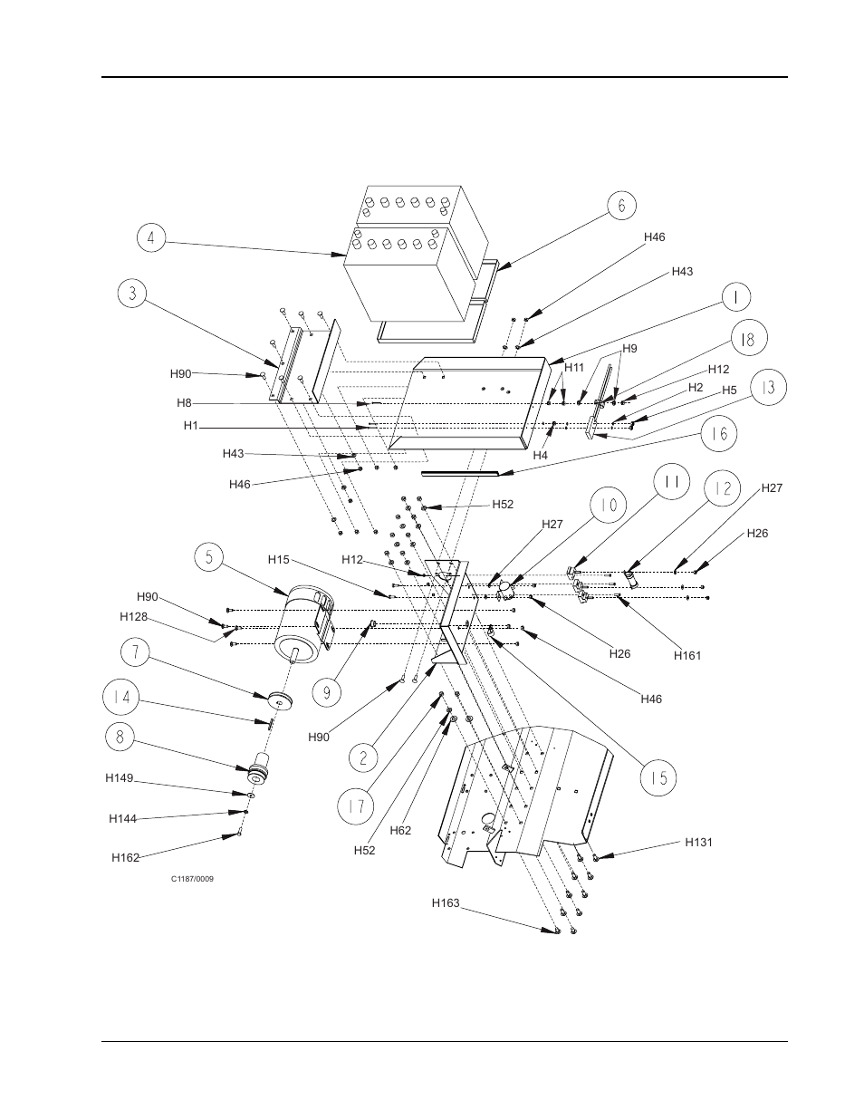 Battery - exploded view | Nilfisk-ALTO 91WS User Manual | Page 70 / 100