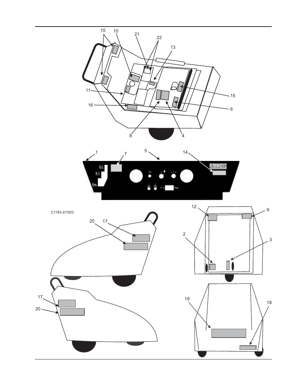 Decals - exploded view | Nilfisk-ALTO 91WS User Manual | Page 82 / 100