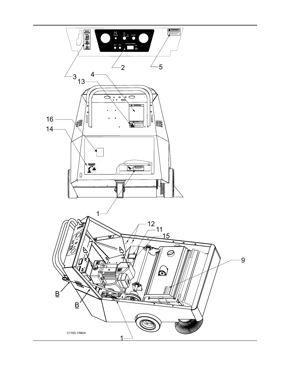 Decals (gas) - exploded view | Nilfisk-ALTO 91WS User Manual | Page 84 / 100