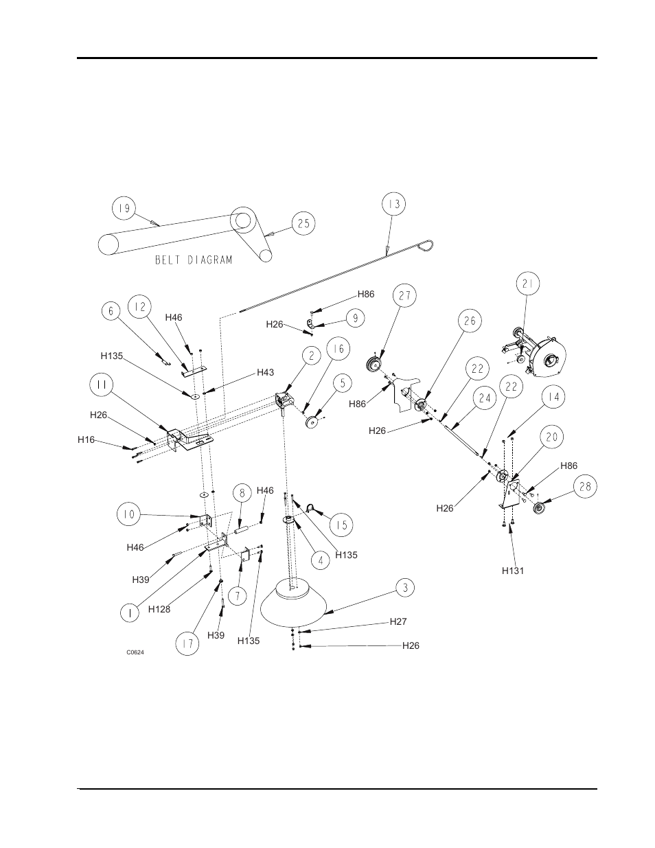 Left hand side broom option - exploded view | Nilfisk-ALTO 91WS User Manual | Page 88 / 100
