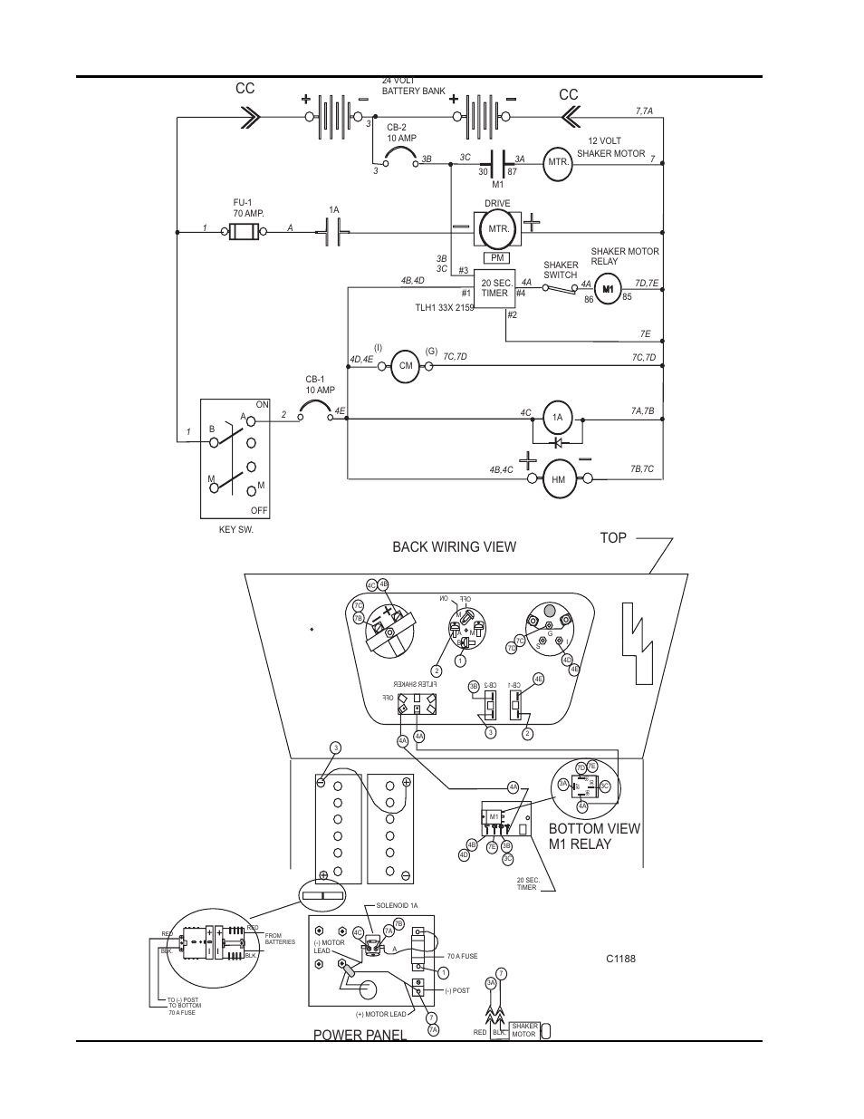 Schematic & connection drawing - battery, Back wiring view top, 10 american-lincoln 91 ws | Power panel bottom view m1 relay | Nilfisk-ALTO 91WS User Manual | Page 95 / 100