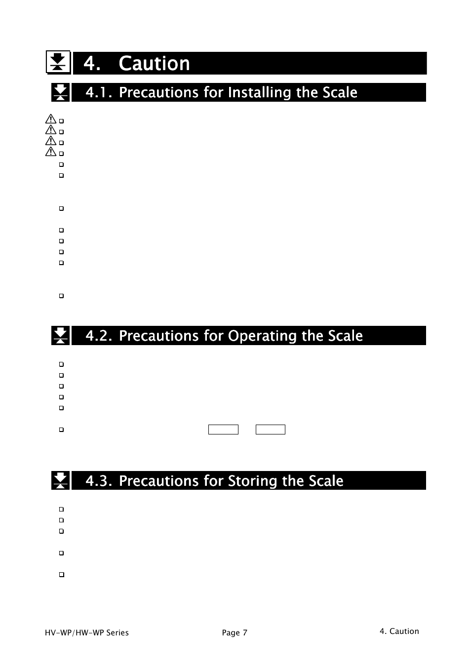 4. caution caution caution caution | A&D Waterproof Digital Platform Scale HW-60KV-WP User Manual | Page 9 / 72