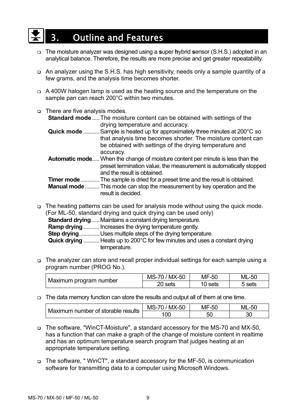 Outline and features | A&D ML-50 User Manual | Page 11 / 74