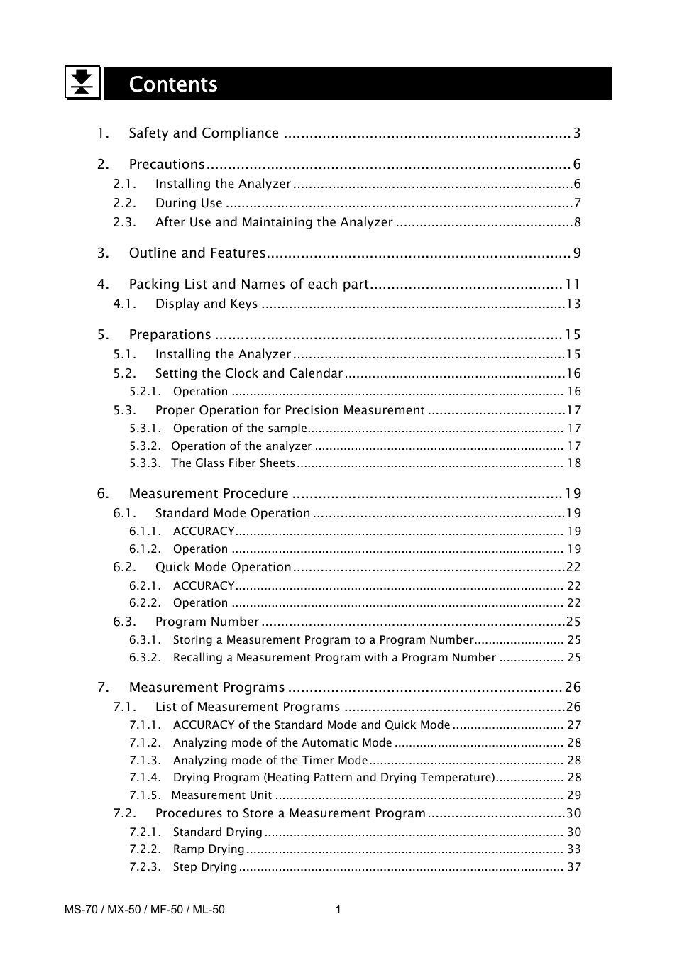 A&D ML-50 User Manual | Page 3 / 74