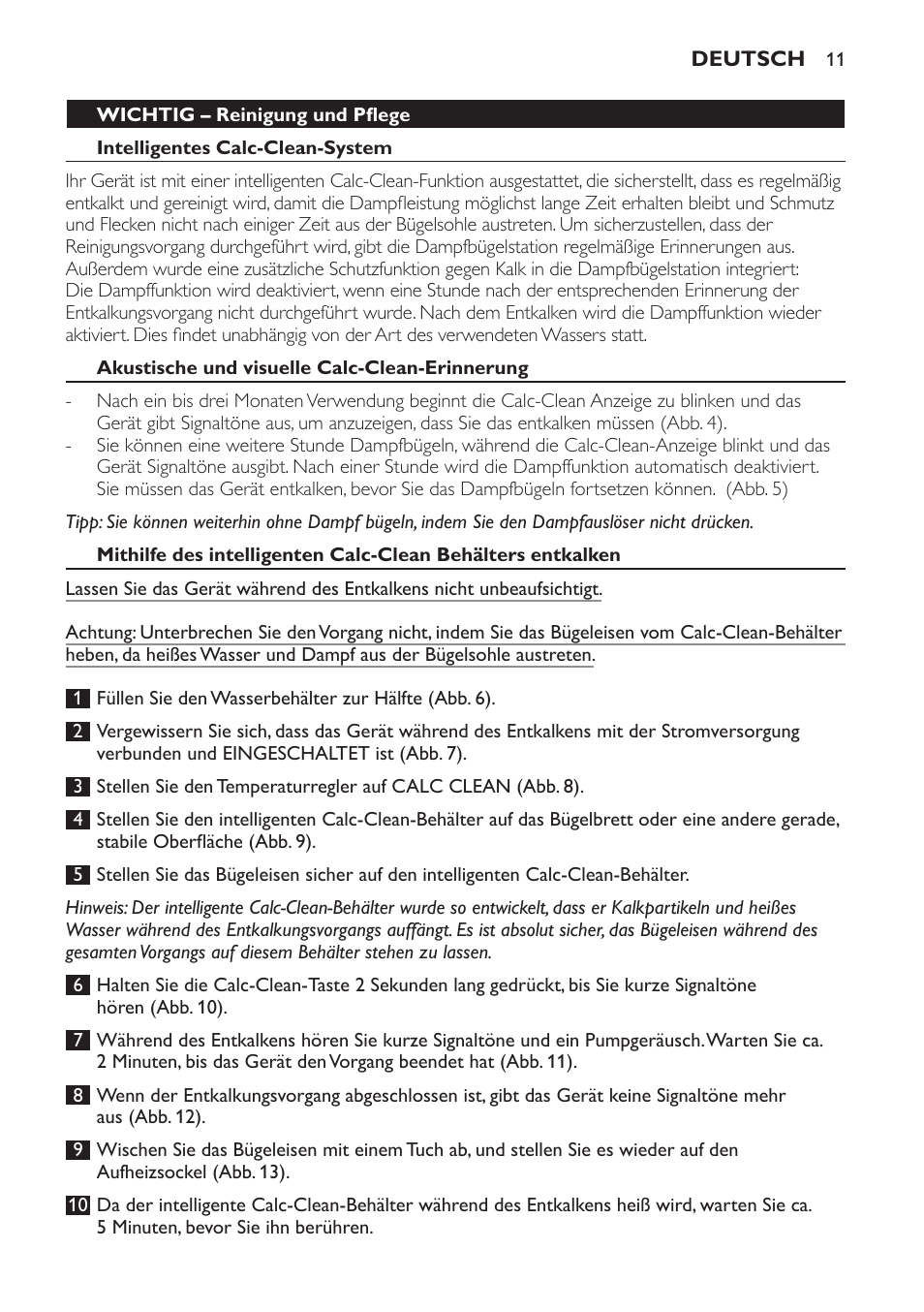 Philips Dampfbügelstation User Manual | Page 11 / 36