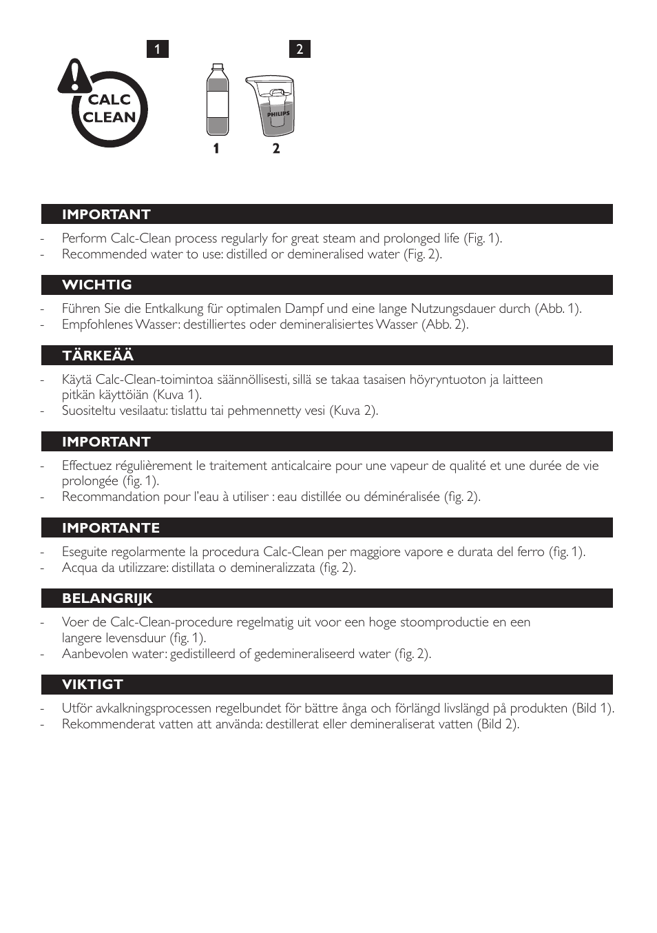 Philips Dampfbügelstation User Manual | Page 4 / 36