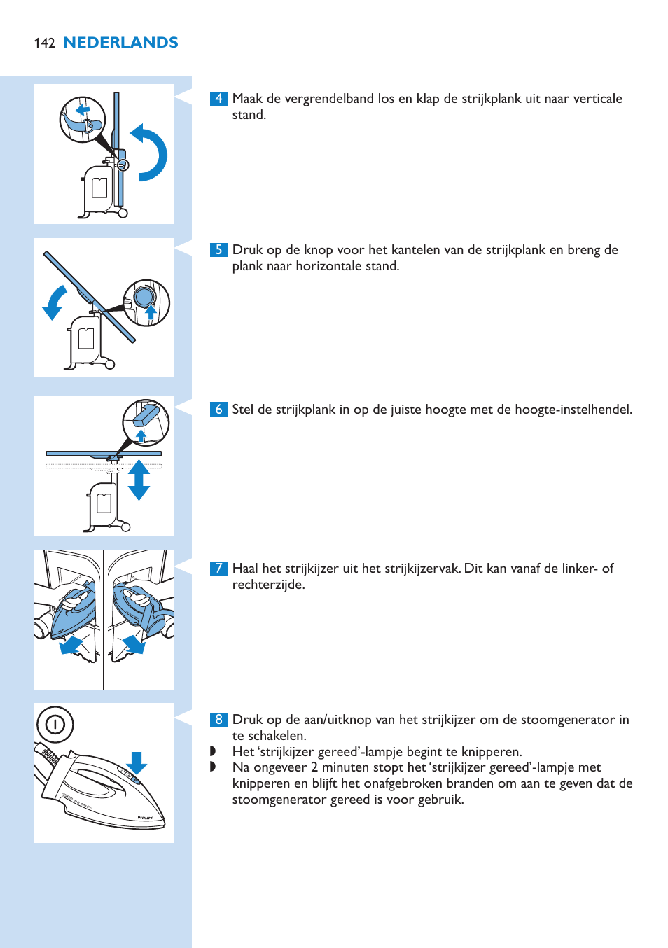 Philips WardrobeCare Inklusive Bügelbrett User Manual | Page 142 / 218