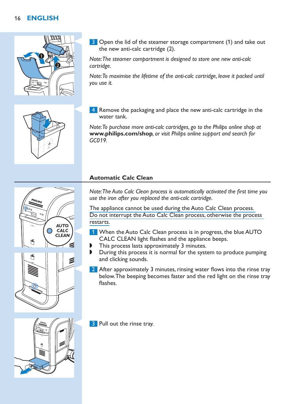 Philips WardrobeCare Inklusive Bügelbrett User Manual | Page 16 / 218