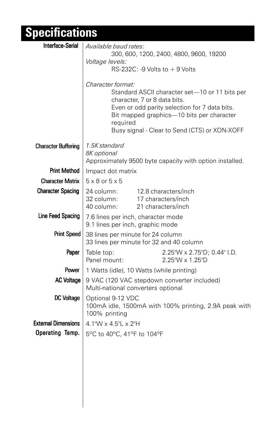 Specifications | A&D 191 User Manual | Page 4 / 34