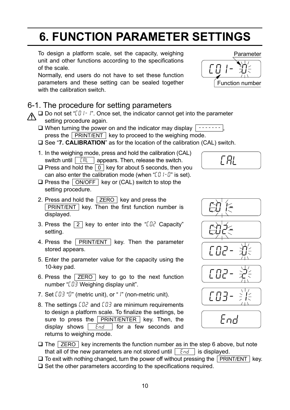 Function parameter settings, C01- 01 | A&D FS-D User Manual | Page 12 / 24