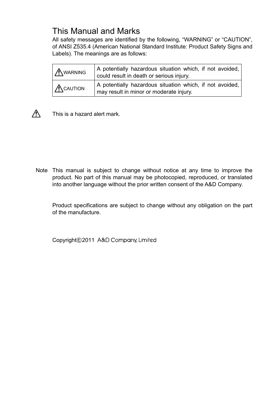 This manual and marks | A&D FS-D User Manual | Page 2 / 24