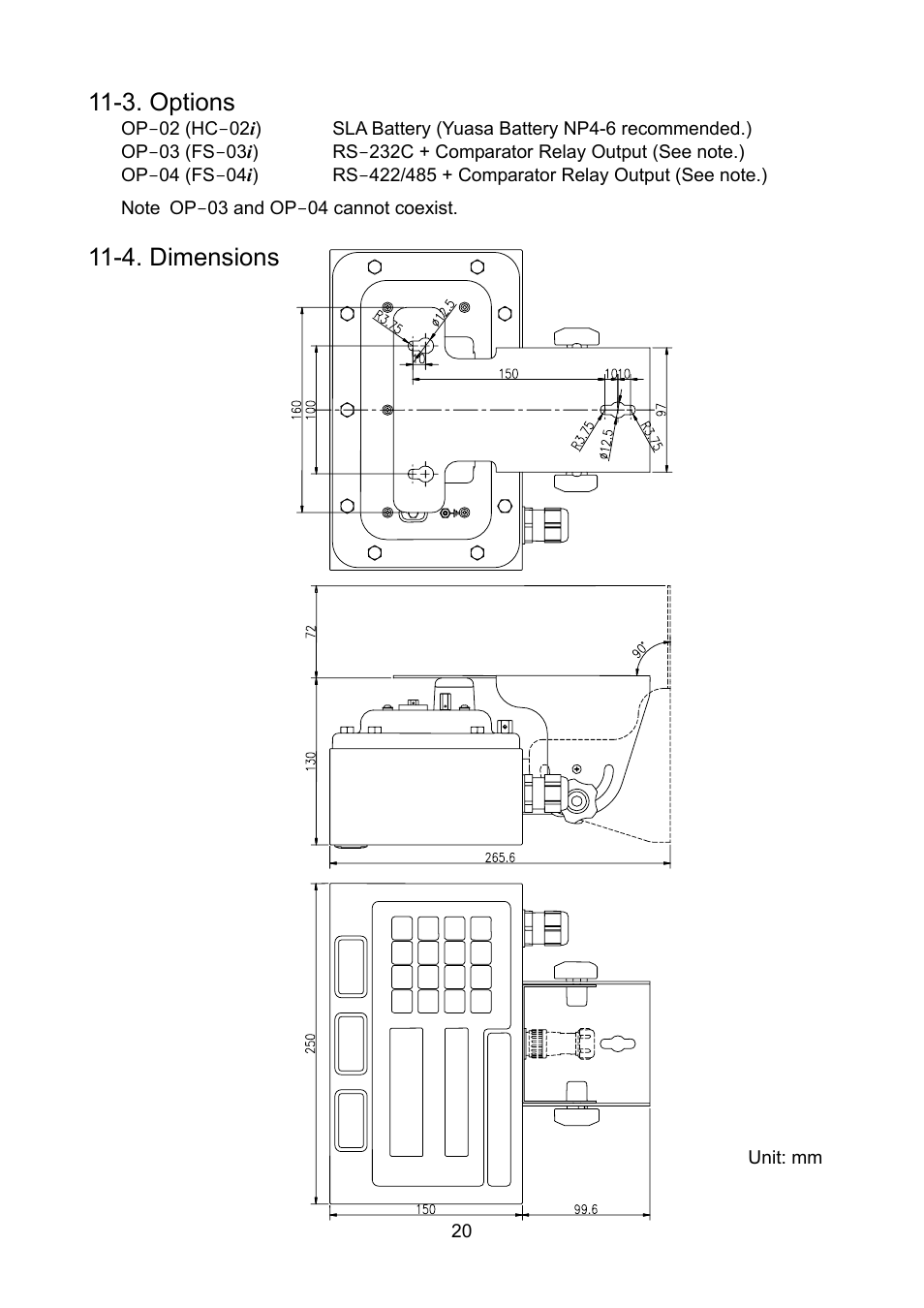 3. options, 4. dimensions | A&D FS-D User Manual | Page 22 / 24