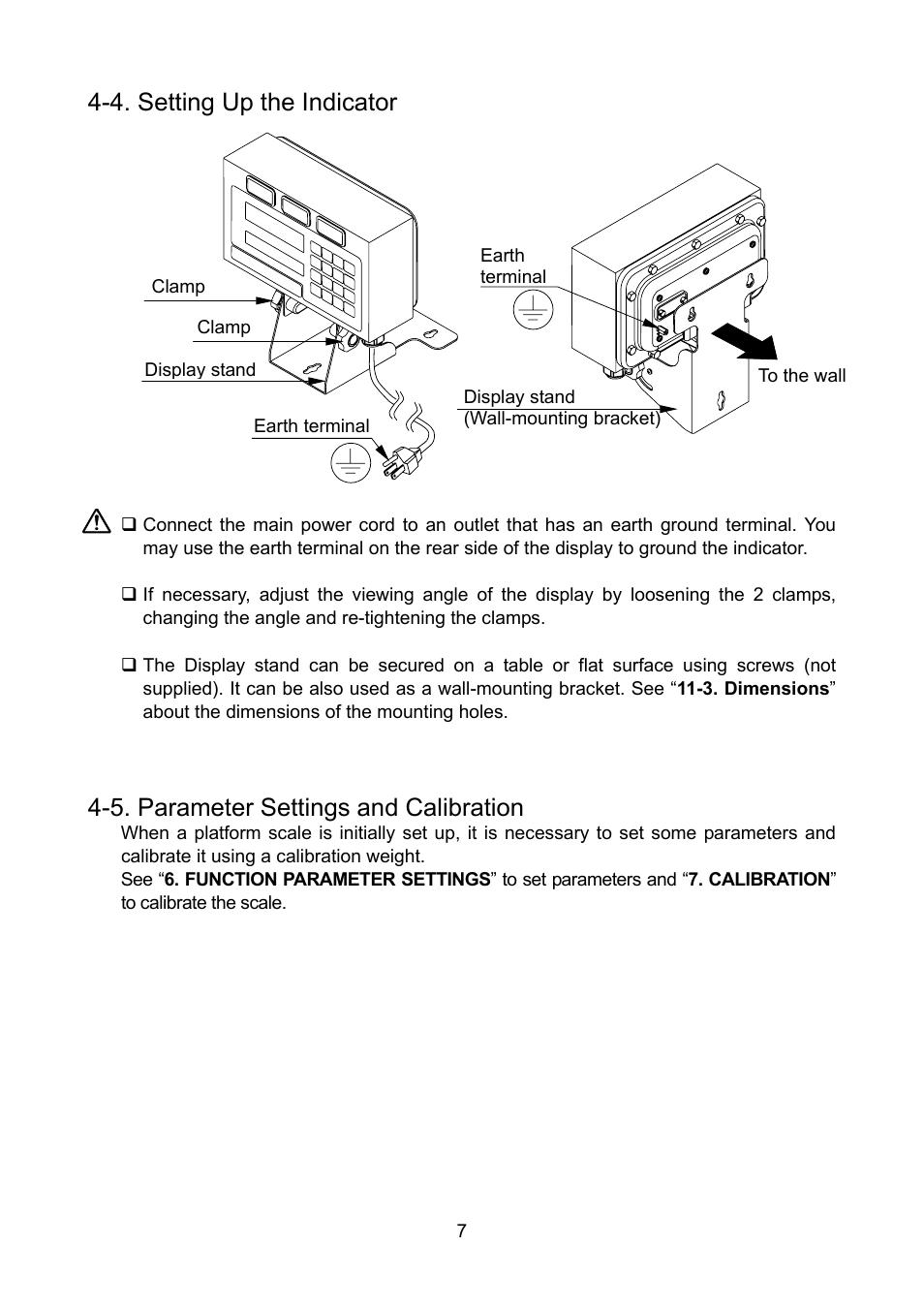 4. setting up the indicator, 5. parameter settings and calibration | A&D FS-D User Manual | Page 9 / 24