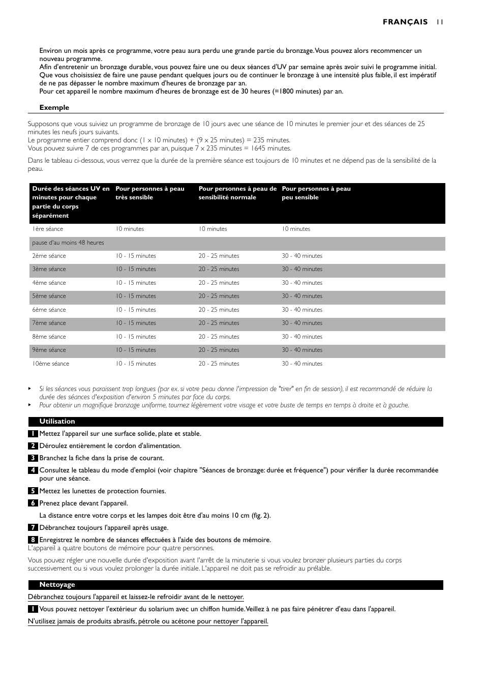 Philips Oberkörperbräuner User Manual | Page 11 / 28