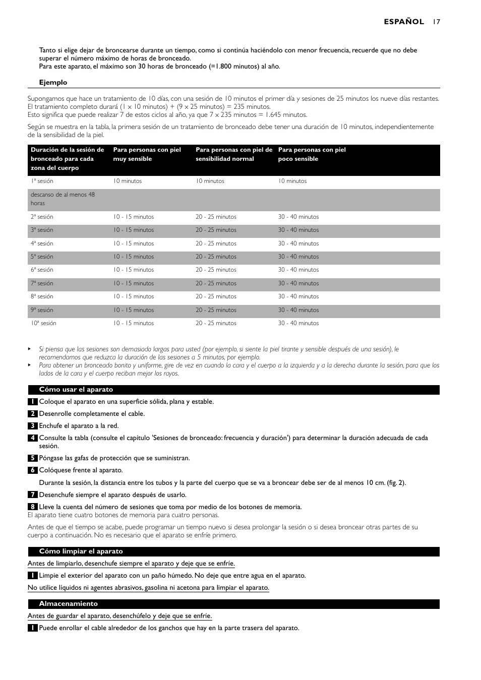 Philips Oberkörperbräuner User Manual | Page 17 / 28