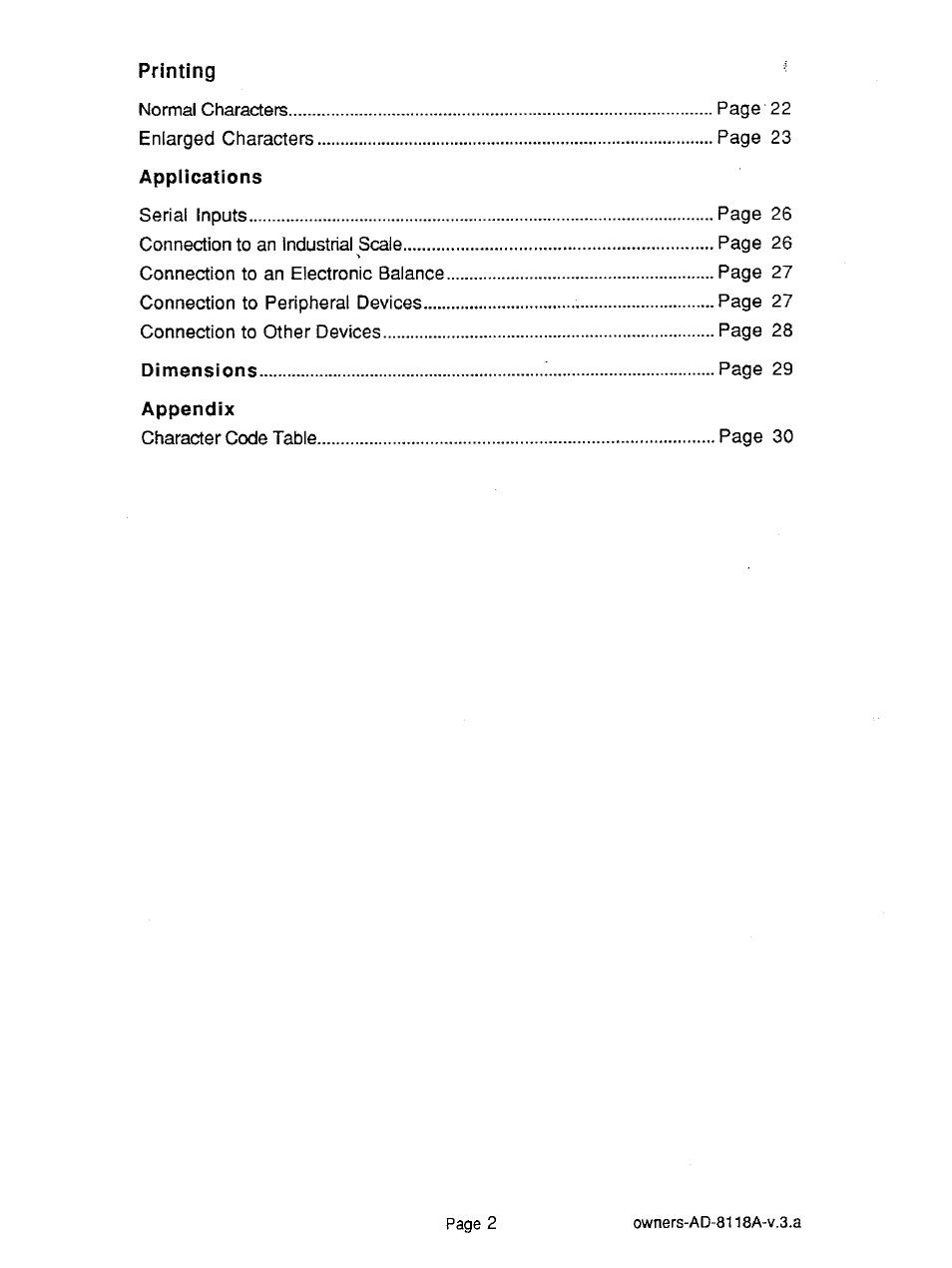 A&D Journal Printer AD-8118A User Manual | Page 3 / 32