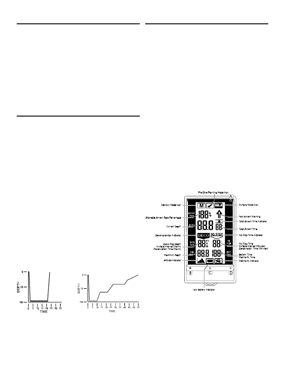 Introduction, What is a "dive computer, Definition of compartments | Multi-level diving, Diving responsibly, Features of the m2, The computer screen, The electrical contacts, Automatic activation, M2+ display and contact letter designations | A&D 2 Plus User Manual | Page 2 / 10