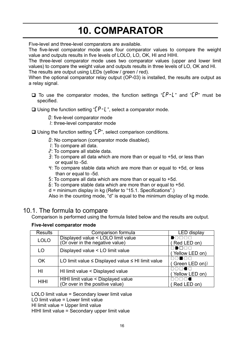 Comparator, The formula to compare | A&D Super Wash Down Scales SW-150KL User Manual | Page 18 / 46