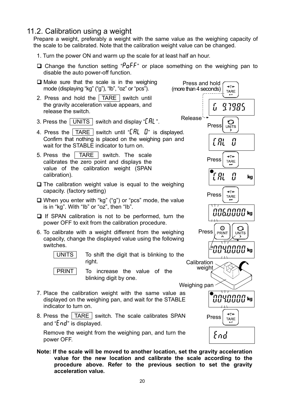 Calibration using a weight | A&D Super Wash Down Scales SW-150KL User Manual | Page 22 / 46