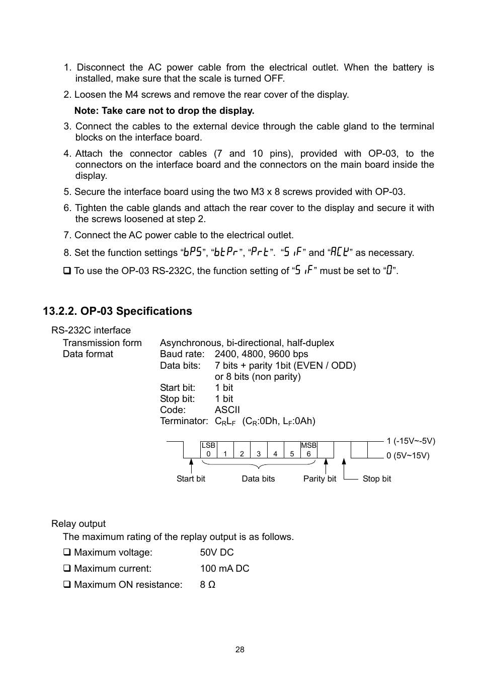 Btpr, Op-03 specifications | A&D Super Wash Down Scales SW-150KL User Manual | Page 30 / 46