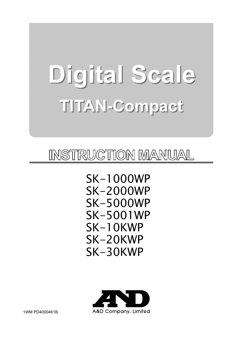 A&D Digital Scale SK-1000WP User Manual | 10 pages