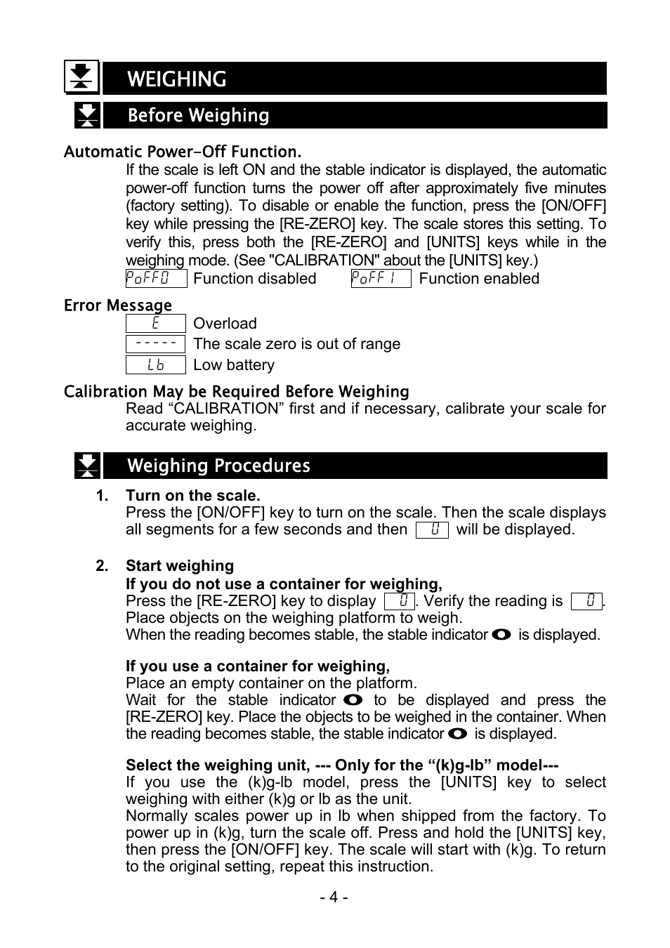 Weighing | A&D Digital Scale SK-1000WP User Manual | Page 5 / 10