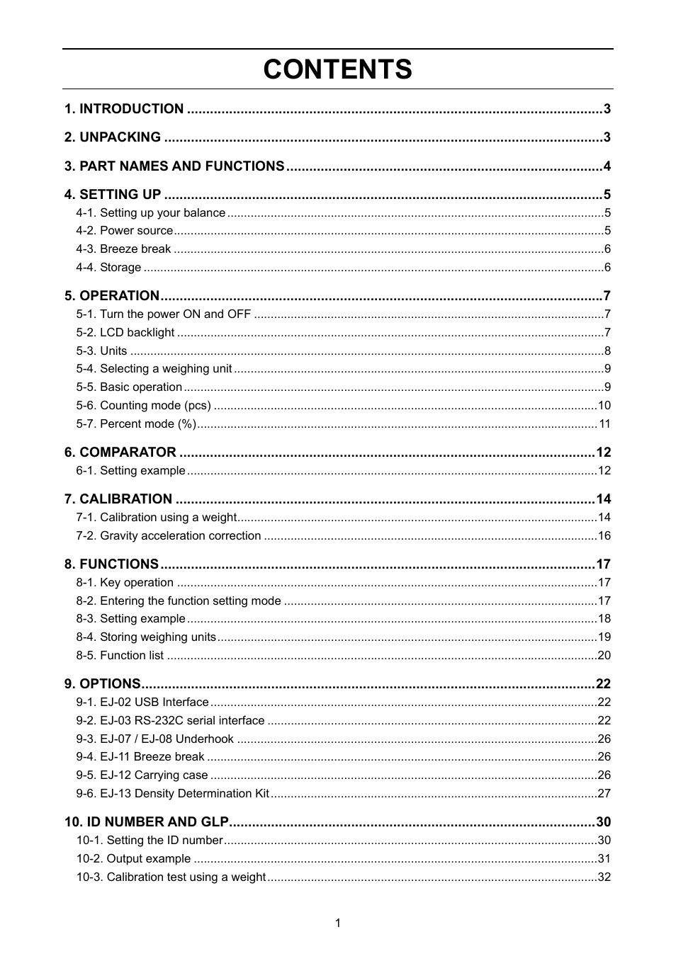 A&D Ej Series Compact Balance EJ-2000 User Manual | Page 3 / 42