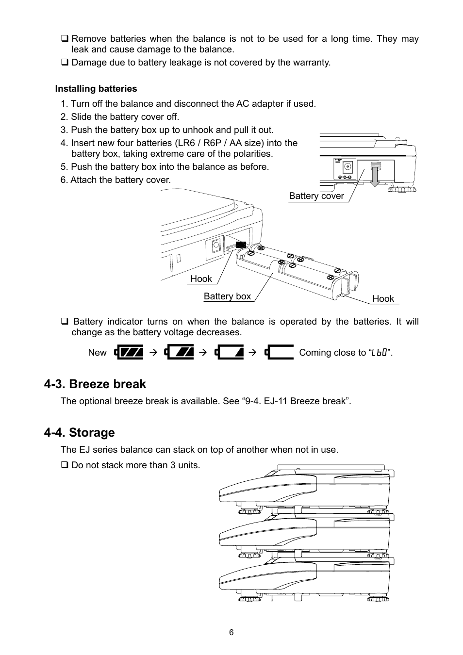 3. breeze break, 4. storage | A&D Ej Series Compact Balance EJ-2000 User Manual | Page 8 / 42