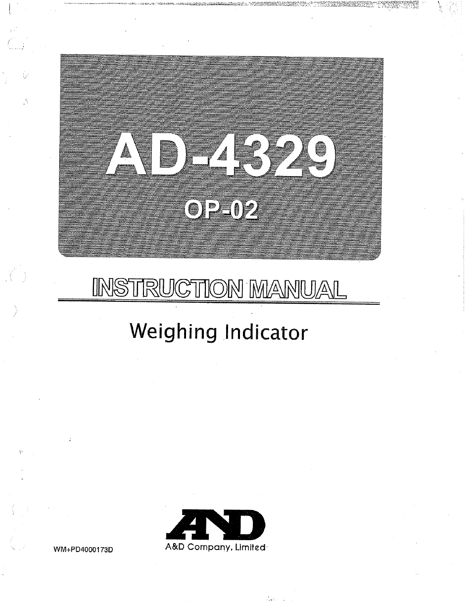 A&D Weighing Indicator AD-4329 User Manual | 56 pages