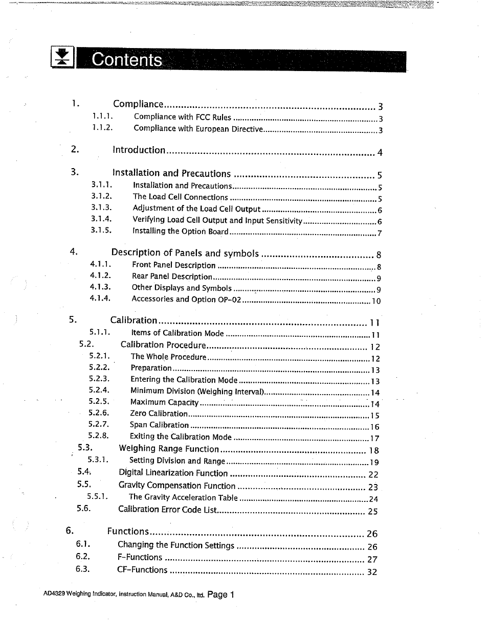 A&D Weighing Indicator AD-4329 User Manual | Page 3 / 56