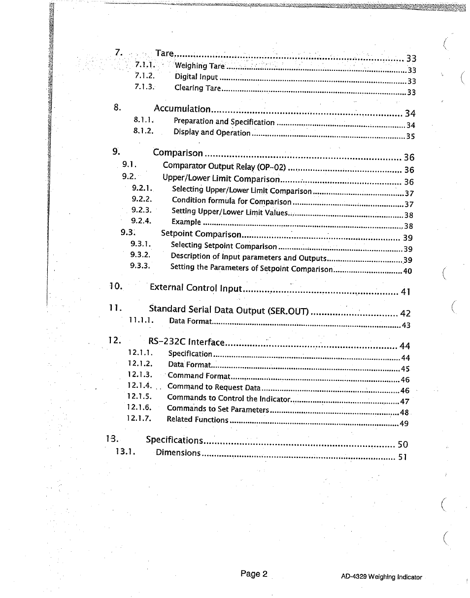 A&D Weighing Indicator AD-4329 User Manual | Page 4 / 56