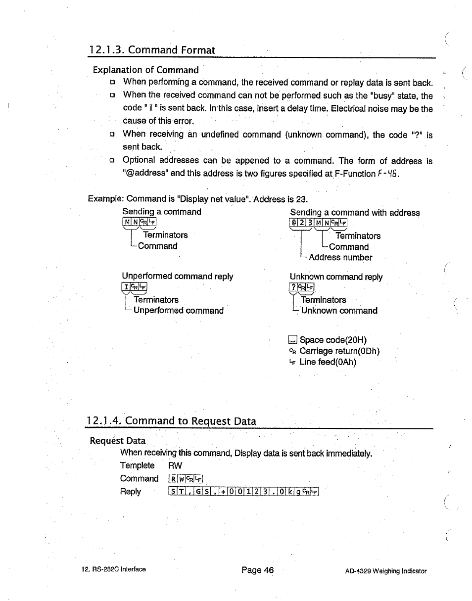 Command to request data | A&D Weighing Indicator AD-4329 User Manual | Page 50 / 56