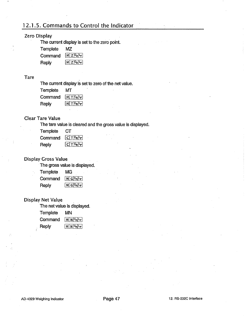 1 2.1.5. commands to control the indicator | A&D Weighing Indicator AD-4329 User Manual | Page 51 / 56