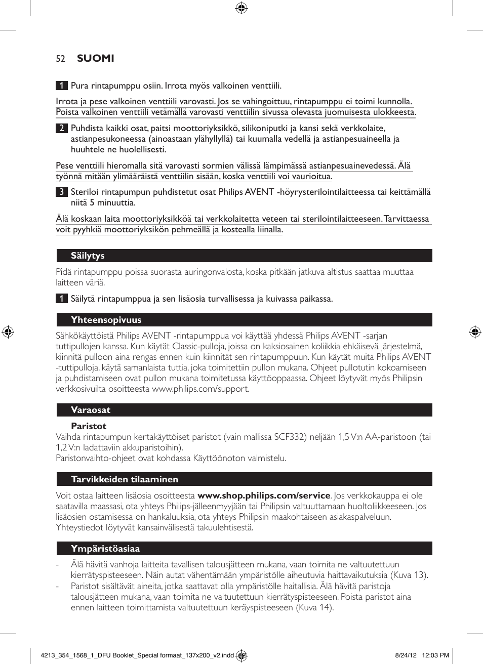 Philips AVENT Elektrische Doppel-Milchpumpe für Ihren Komfort User Manual | Page 52 / 112