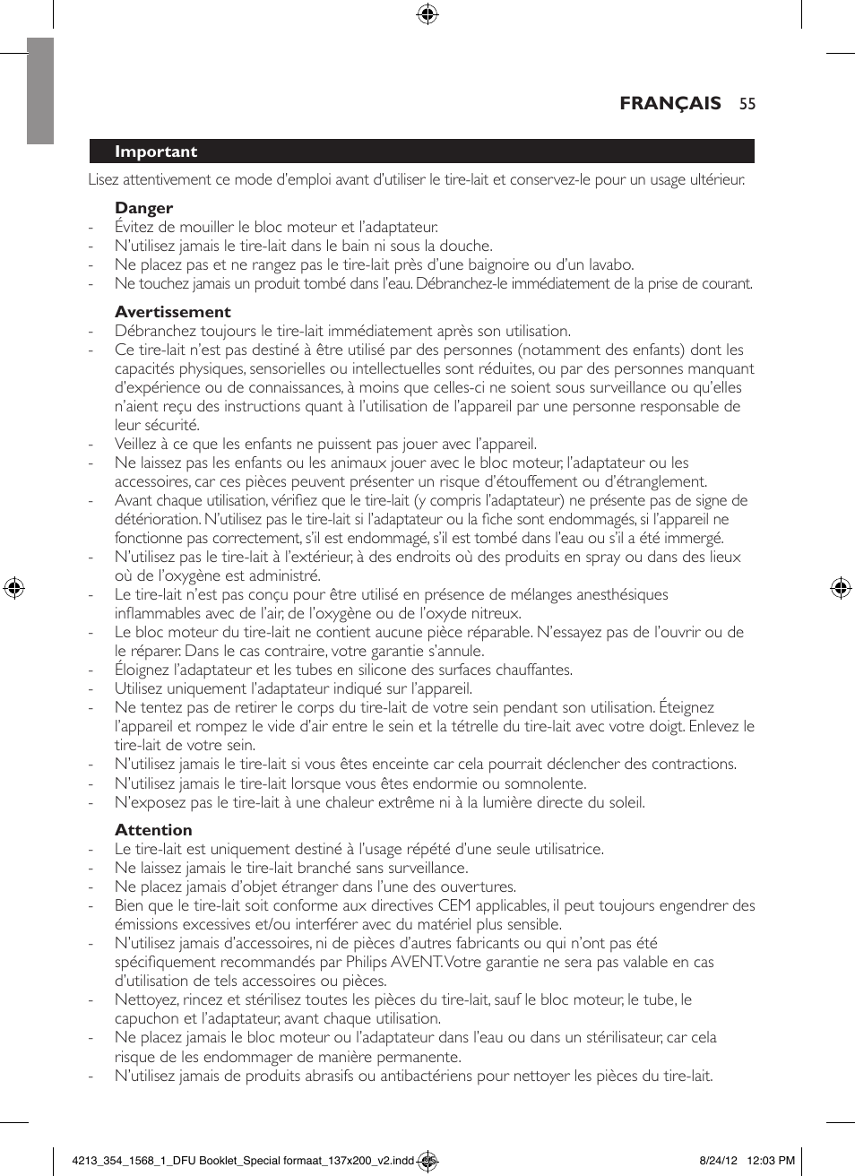 Philips AVENT Elektrische Doppel-Milchpumpe für Ihren Komfort User Manual | Page 55 / 112