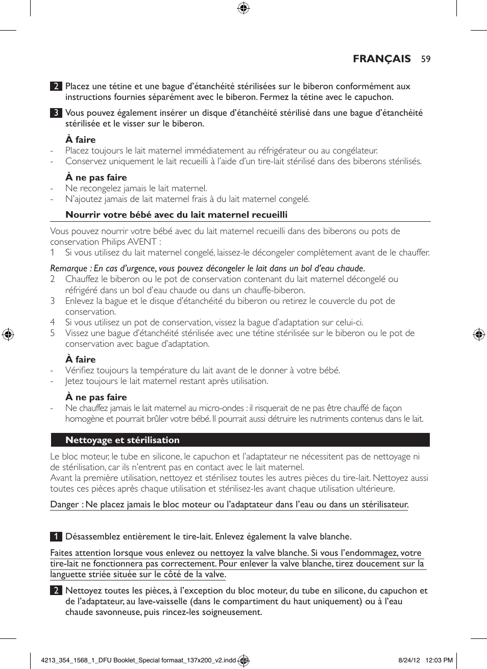 Philips AVENT Elektrische Doppel-Milchpumpe für Ihren Komfort User Manual | Page 59 / 112