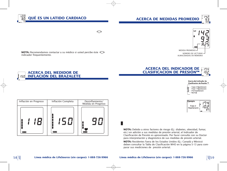 Acerca de medidas promedio, Acerca del indicador de clasificacion de presión | A&D Life Source Blood Pressure Monitor UA-767 Plus User Manual | Page 33 / 43