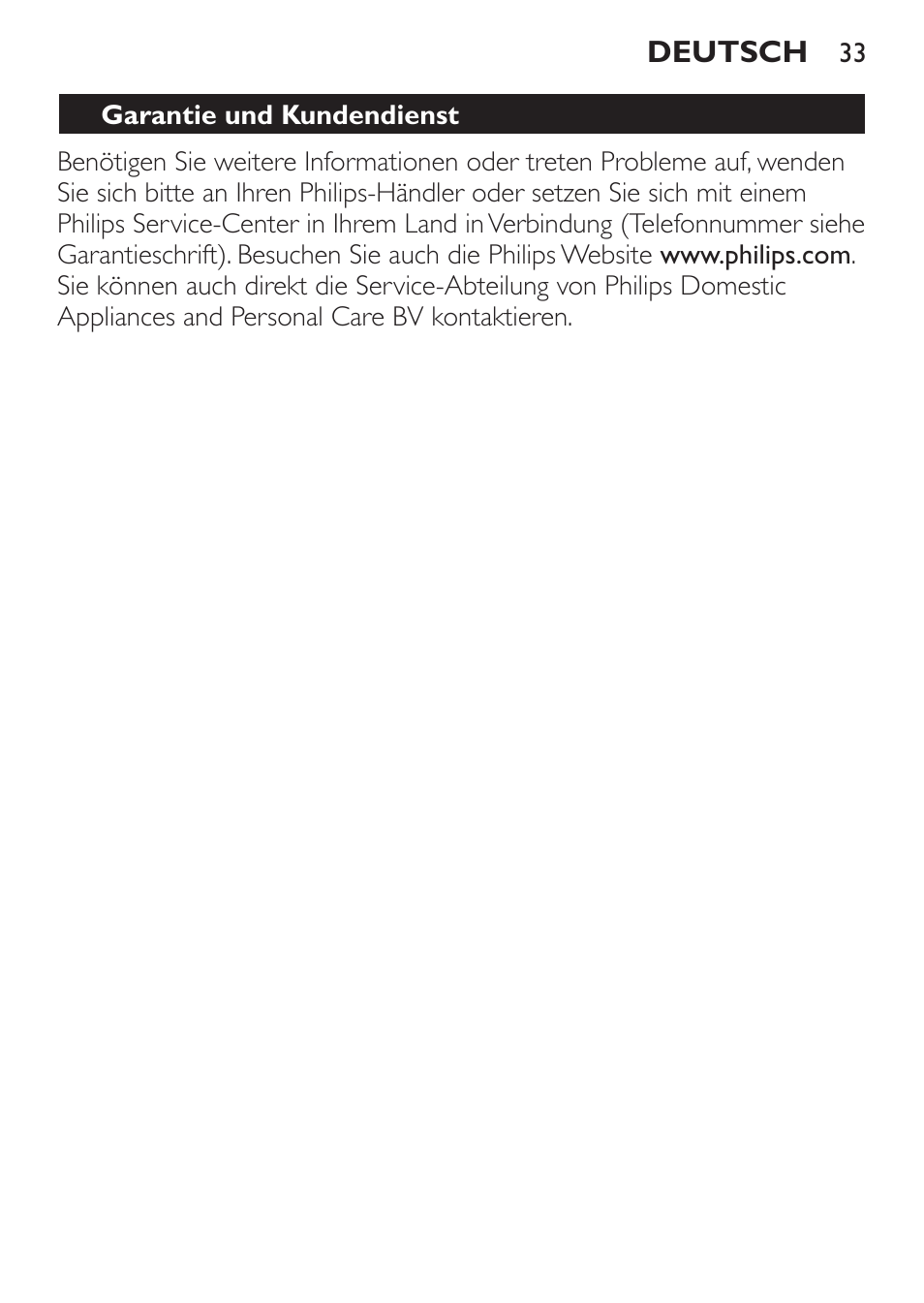 Garantie und kundendienst | Philips MiniVac Handstaubsauger User Manual | Page 33 / 124