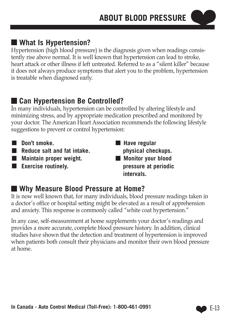 About blood pressure, What is hypertension, Can hypertension be controlled | Why measure blood pressure at home | A&D Dual Memory Wrist Blood Pressure Monitor UB-512 User Manual | Page 17 / 23