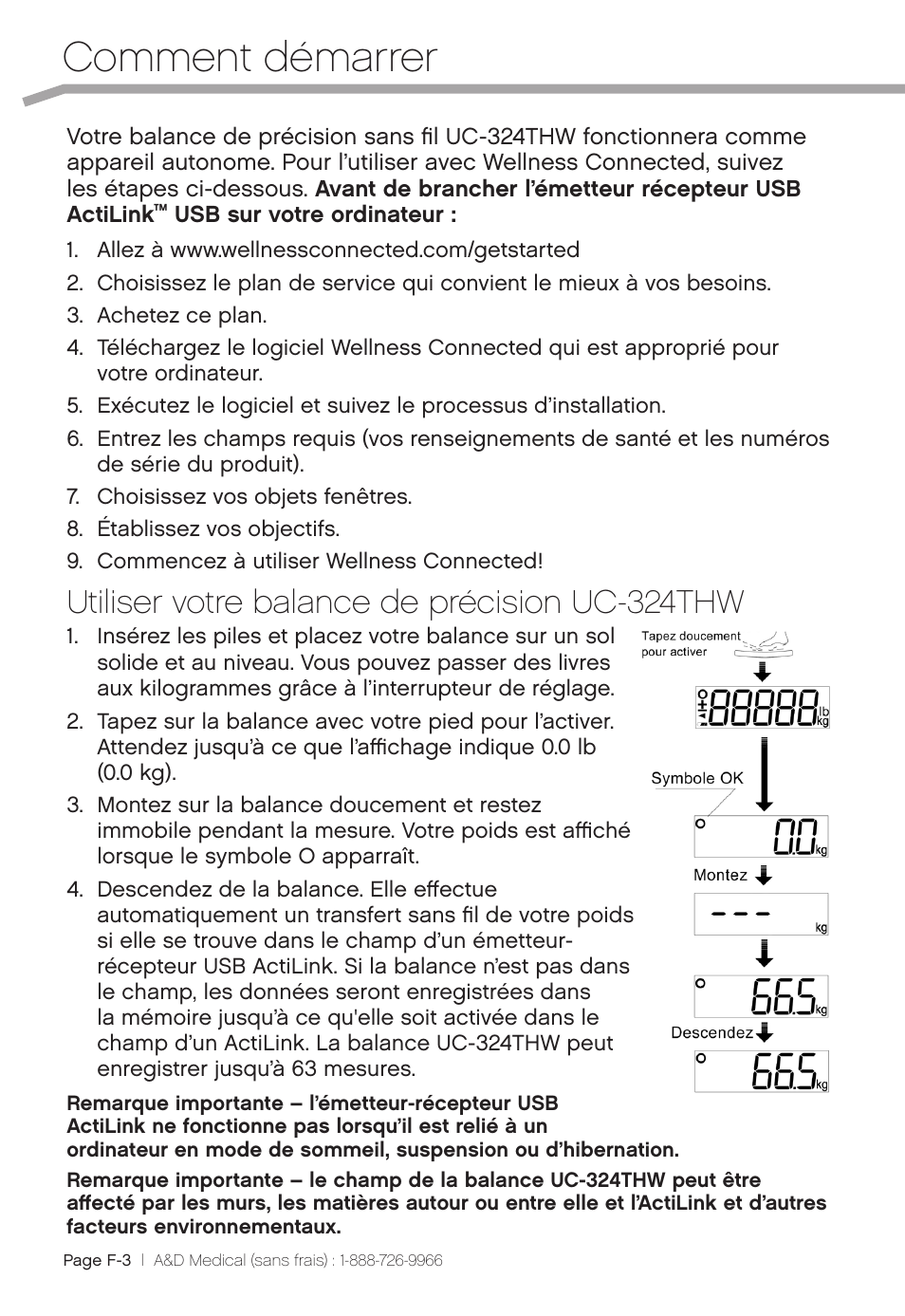 Comment démarrer, Utiliser votre balance de précision uc-324thw | A&D Precision Scale UC-324THW User Manual | Page 16 / 36