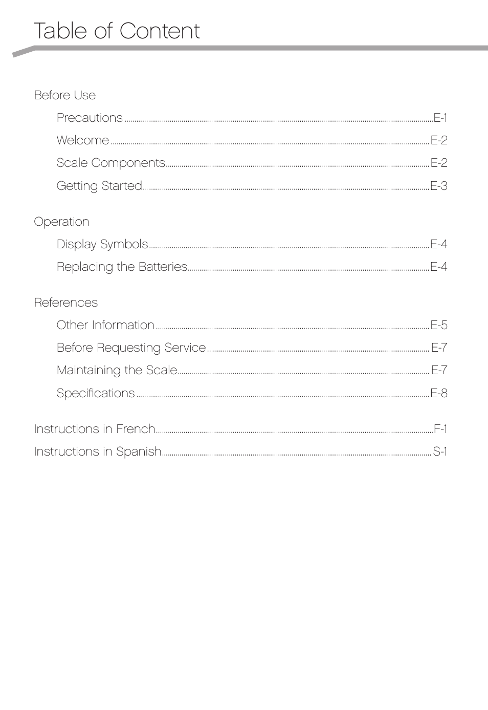 Table of content | A&D Precision Scale UC-324THW User Manual | Page 2 / 36