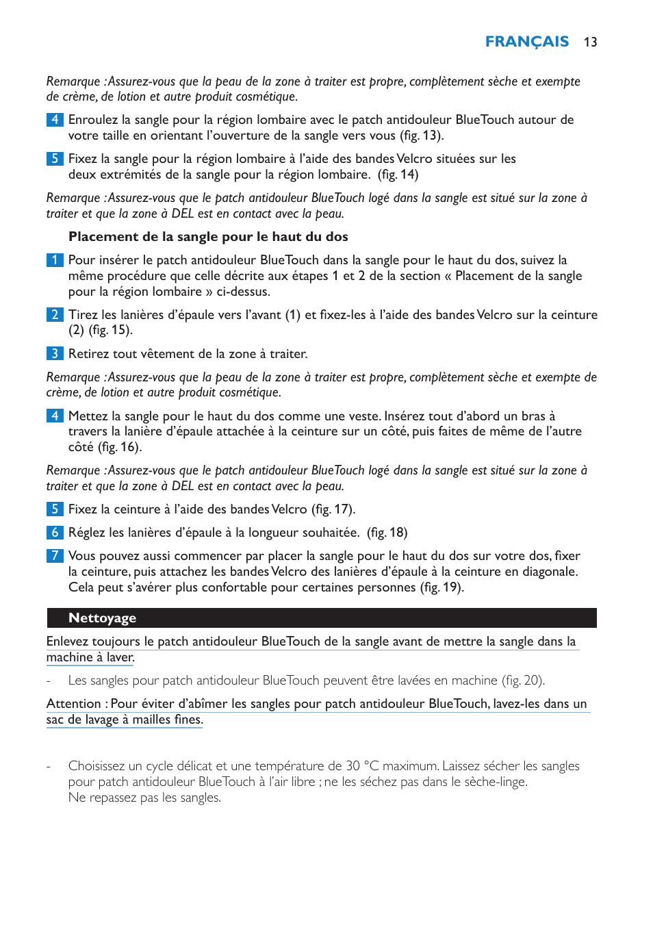 Philips BlueTouch-Rückenband unterer Rücken L-XL User Manual | Page 13 / 30