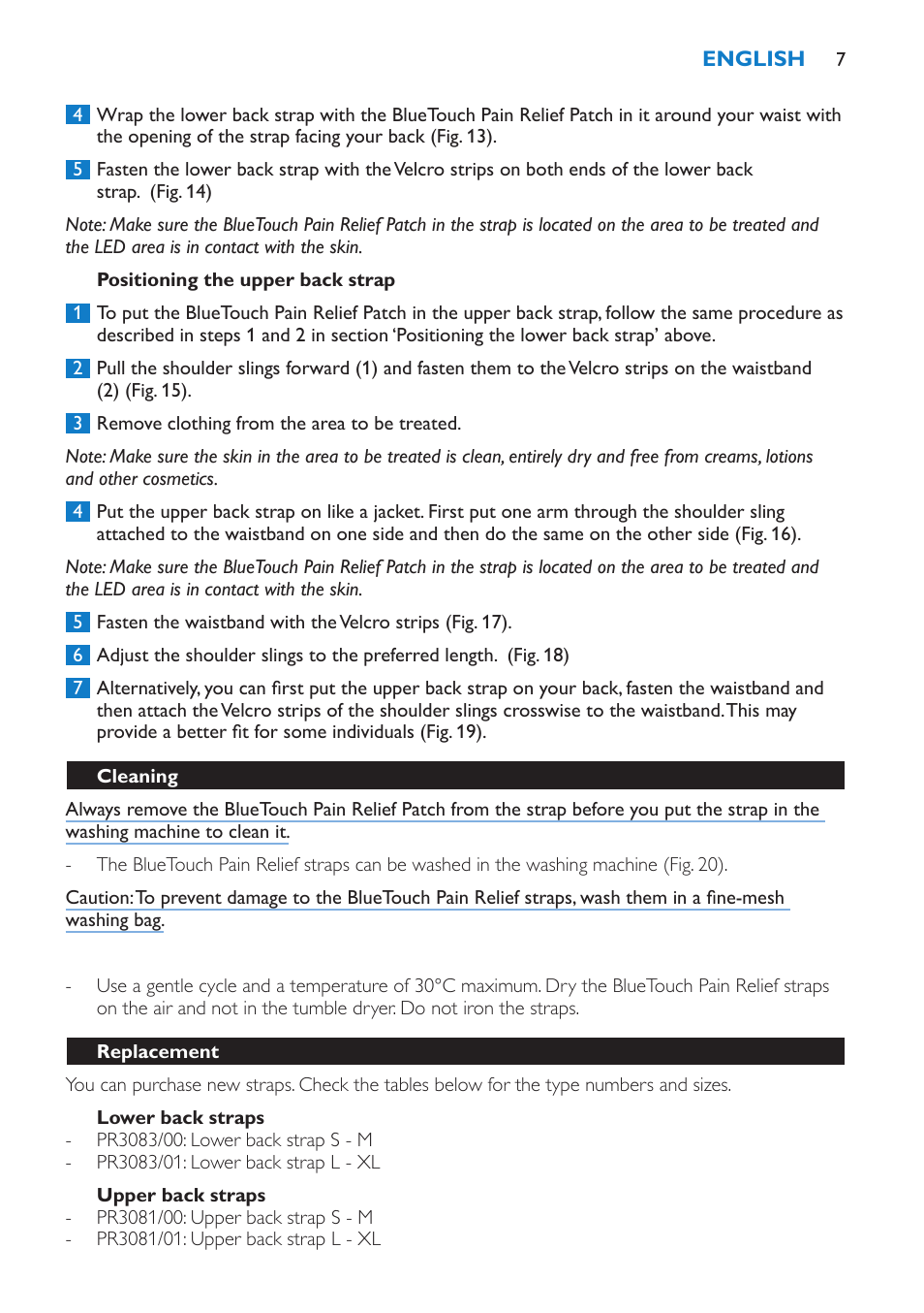 Philips BlueTouch-Rückenband unterer Rücken L-XL User Manual | Page 7 / 30