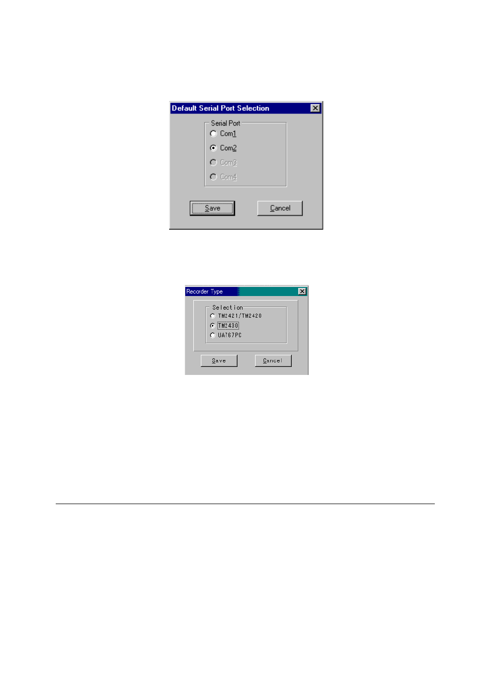 Serial port, Recorder type, On-line help | 10 on-line help | A&D TM-2430-13 User Manual | Page 48 / 69