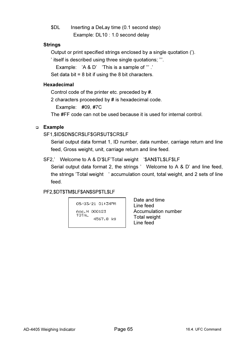 A&D Weighing Indicator AD-4405 User Manual | Page 67 / 80